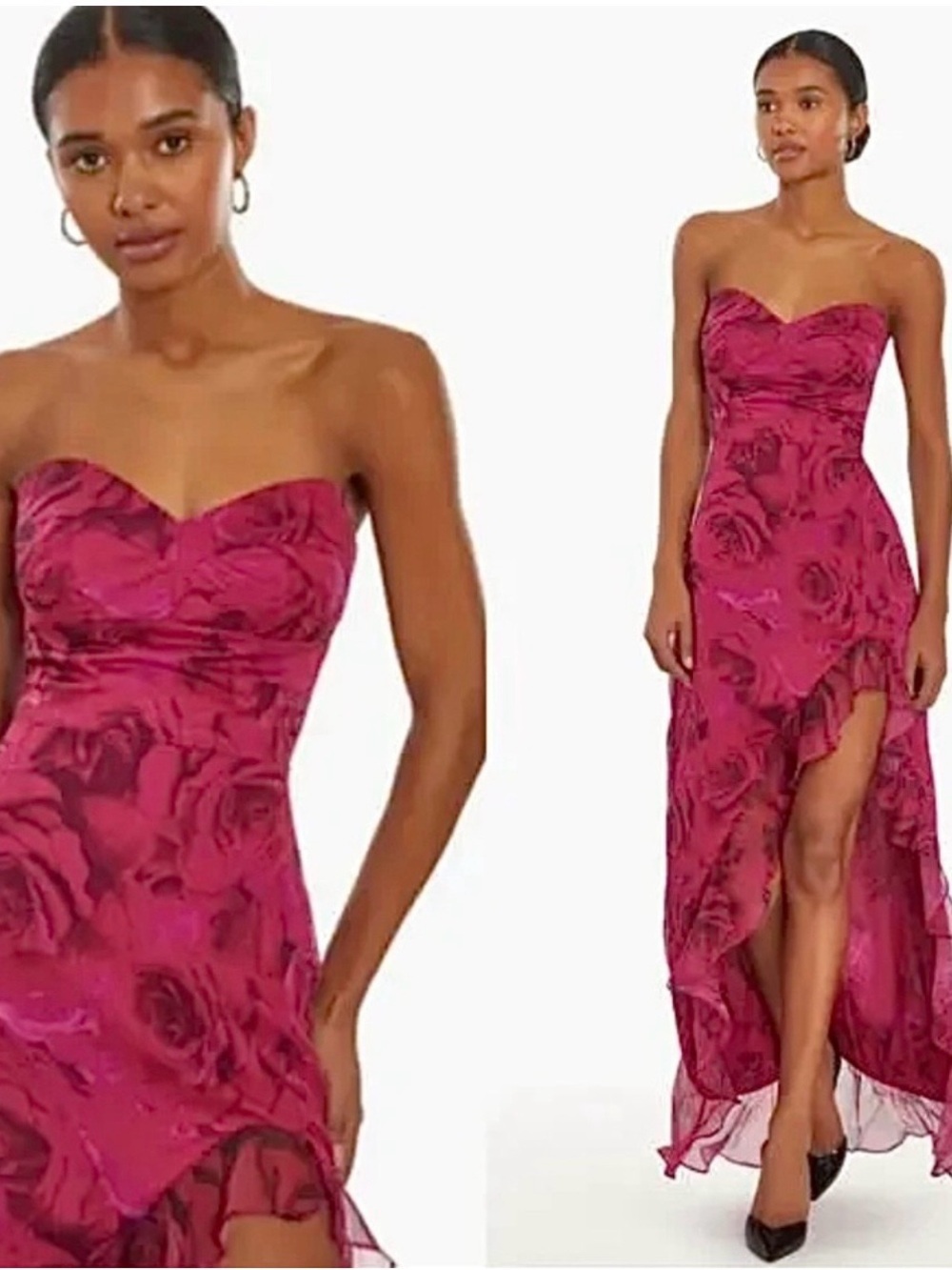 Amanda Uprichard Eden Gown In Samira Rose Strapless Maxi Size Large Formal